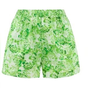 GANNI Printed Cotton Poplin Shorts - Island Green Boxer Shorts